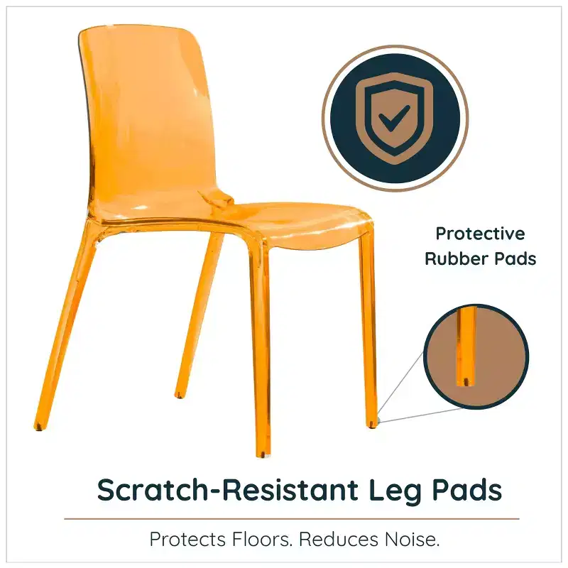 LeisureMod Murray Mid-Century Modern Dining Chair - Waterfall Edge Design Acrylic, Ergonomic and Stackable, Set of 4