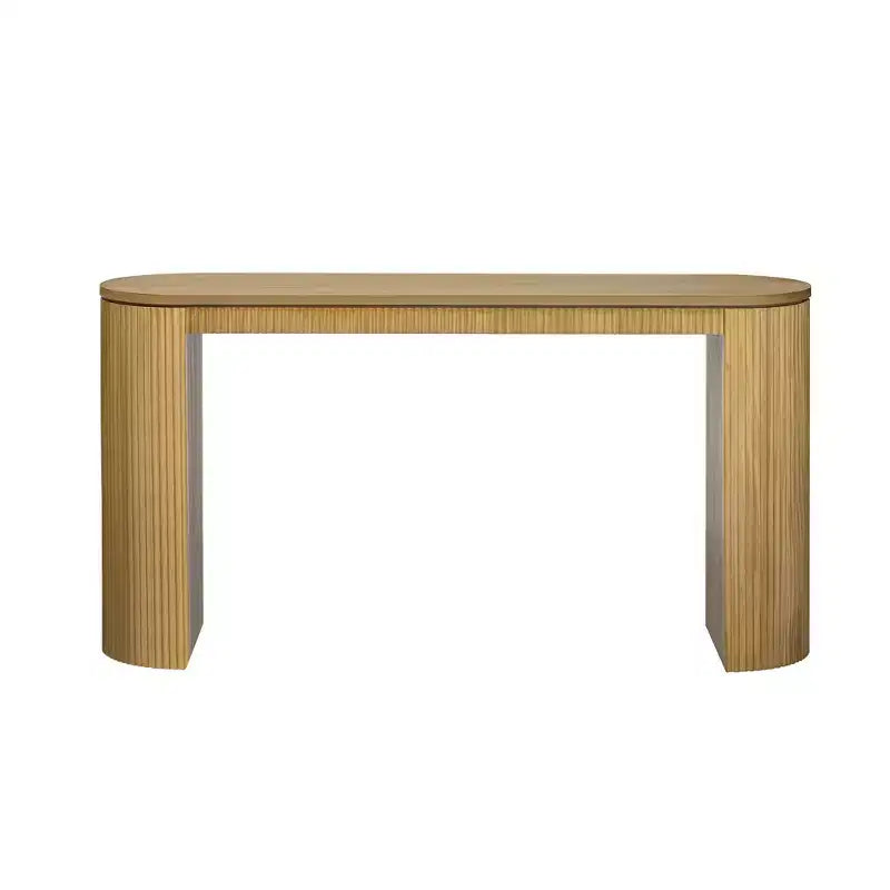 Modern Entryway Console Table with Curved Legs, Vertical Stripe Design, Narrow Table for Living Room