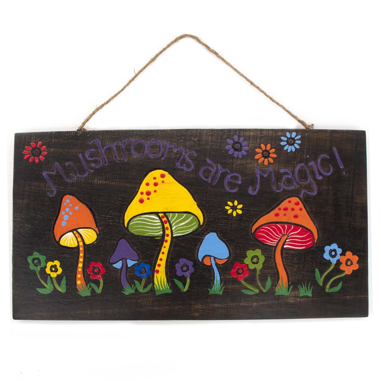 Mushrooms Are Magic' Painted Wood Sign'