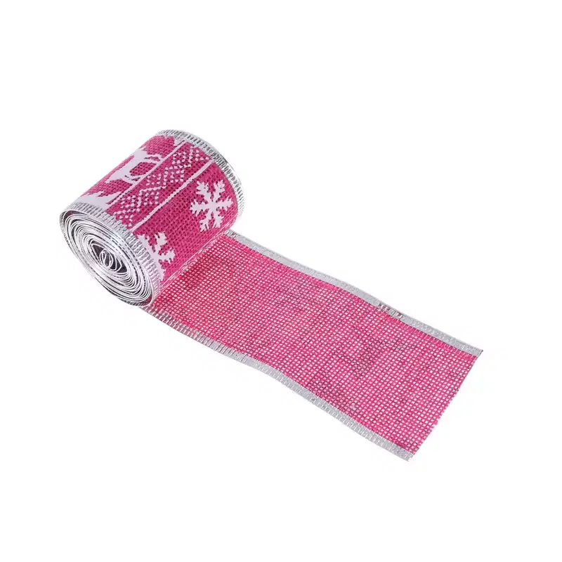 Unique Bargains Gift Wrap Ribbons Reindeer Border Christmas Polyester 78.74x1.97 1 Pc