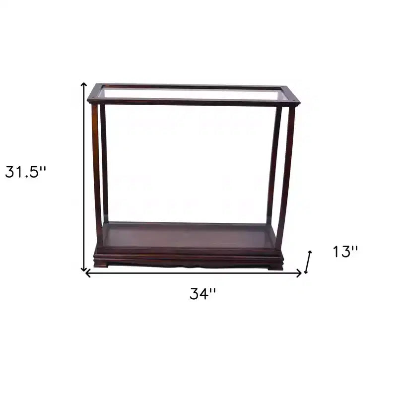 Dark Brown & Clear Glass Display Stand �C 13W, 1 Drawer & 1 Shelf, No Assembly