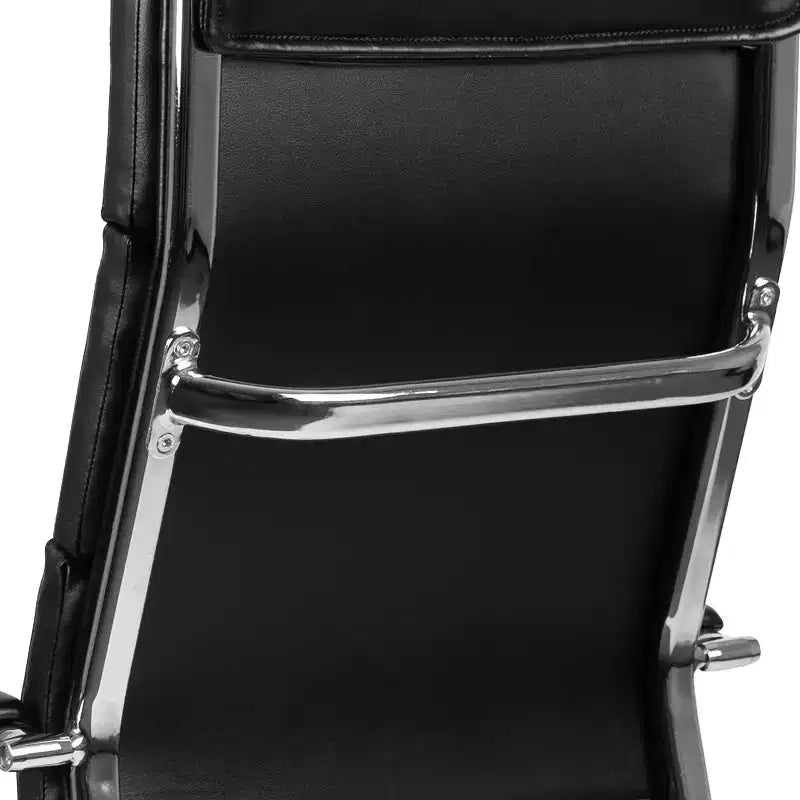 High Panel-Back Ergonomic Executive Office Chair with Padded Metal Arms, 360�� Swivel