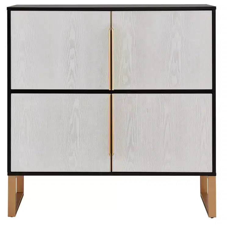 Four-Door Storage Cabinet, 42-Inch Buffet Cabinet with Metal Base Handles, Sideboard Coffee Bar Cabinet for Kitchen or Living Room