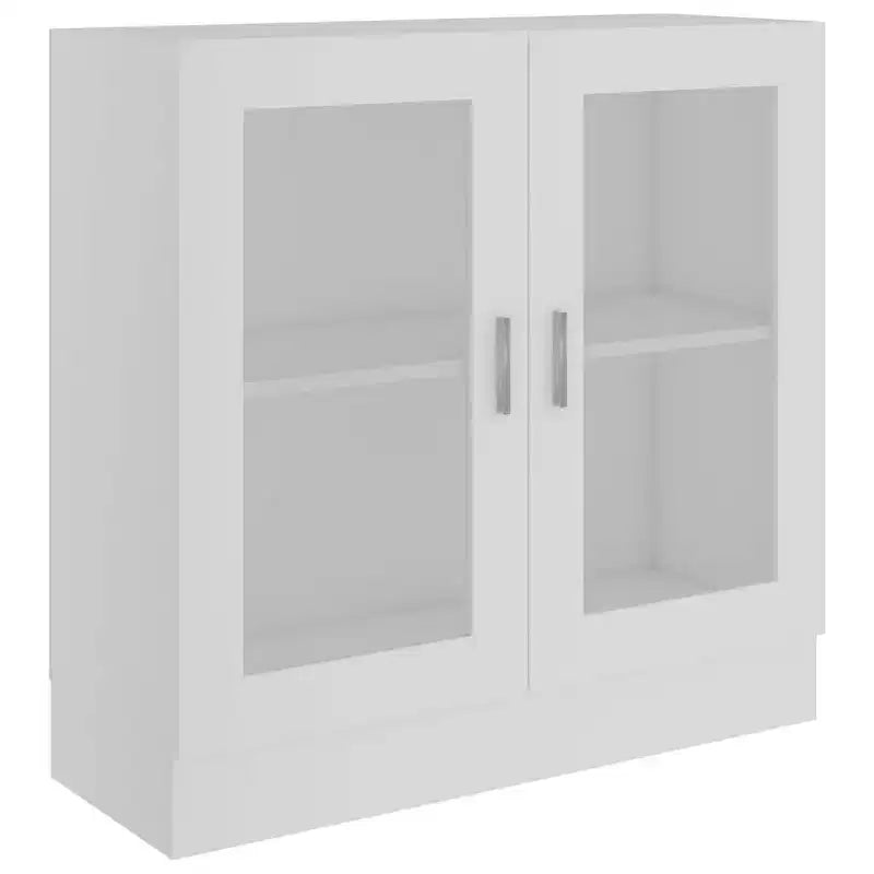 Vitrine Display Cabinet White Engineered Wood �C Glass Doors