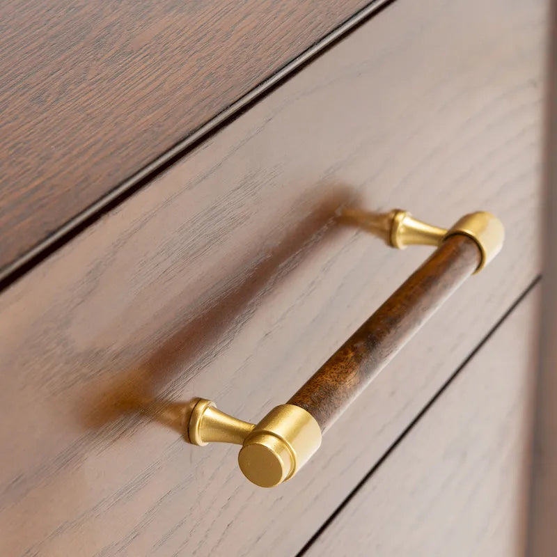 2-Drawer Nightstand with Brass Legs & Contrast Finish