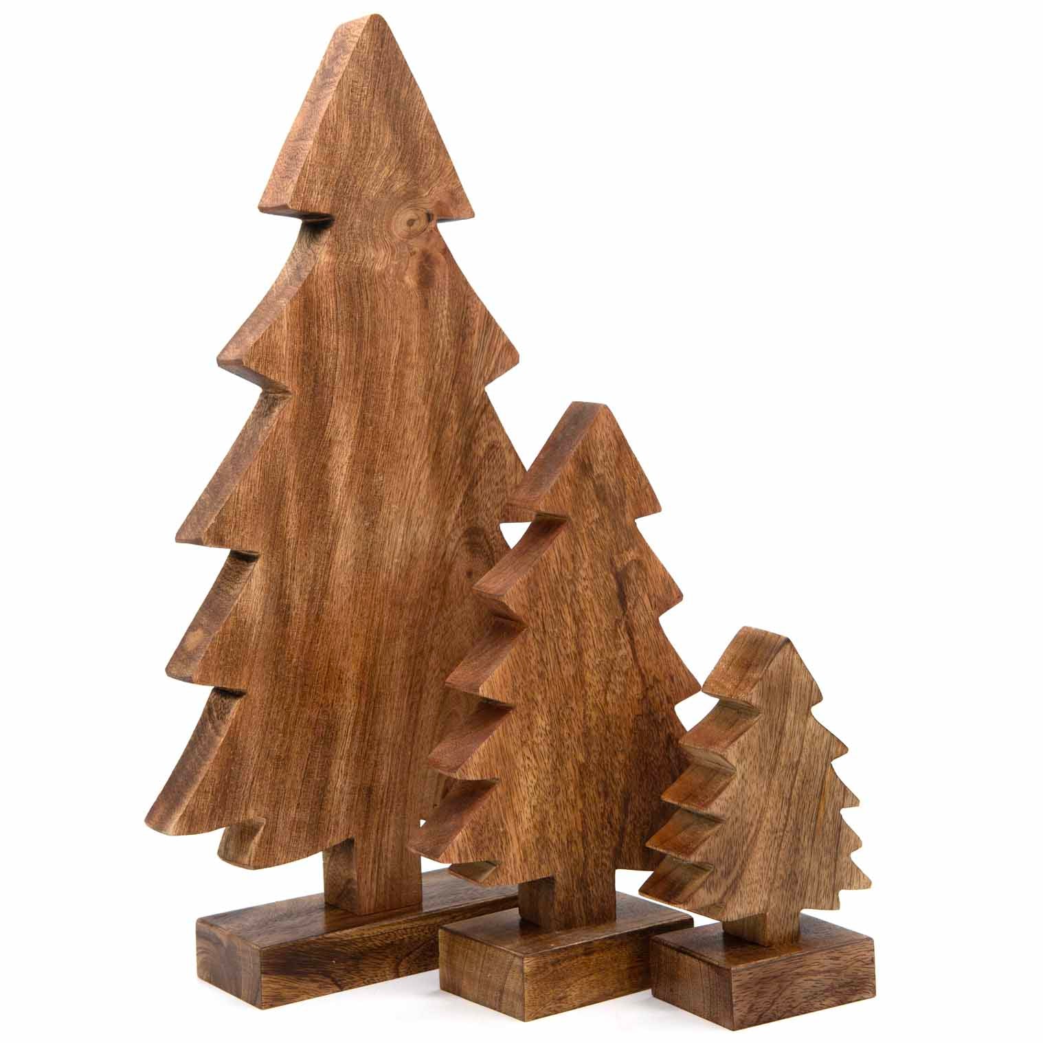 Carved Mango Wood Christmas Tree, Large