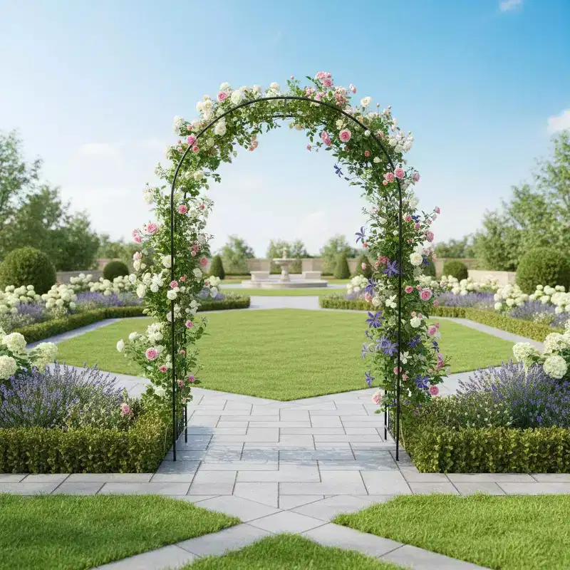 Gymax Metal Garden Archway Arbor Trellis Patio Pergola Designed for Climbing Plants