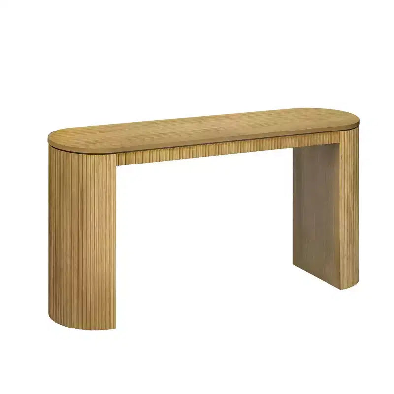 Modern Entryway Console Table with Curved Legs, Vertical Stripe Design, Narrow Table for Living Room