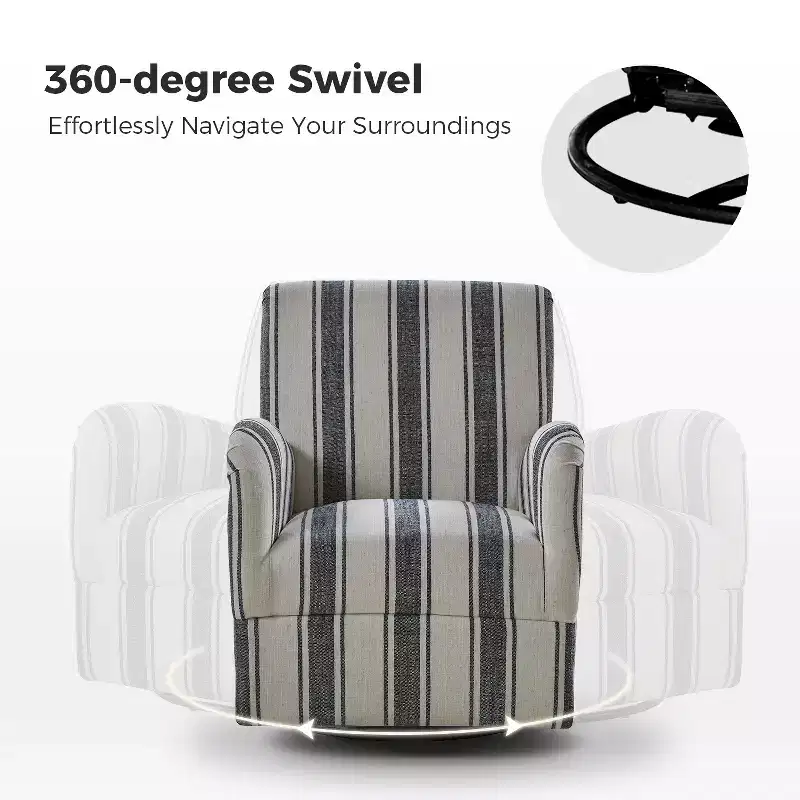 Set of 2 Livia Transitional 360-Degree Swivel Armchair With Jacobean Strip Pattern | HULALA HOME