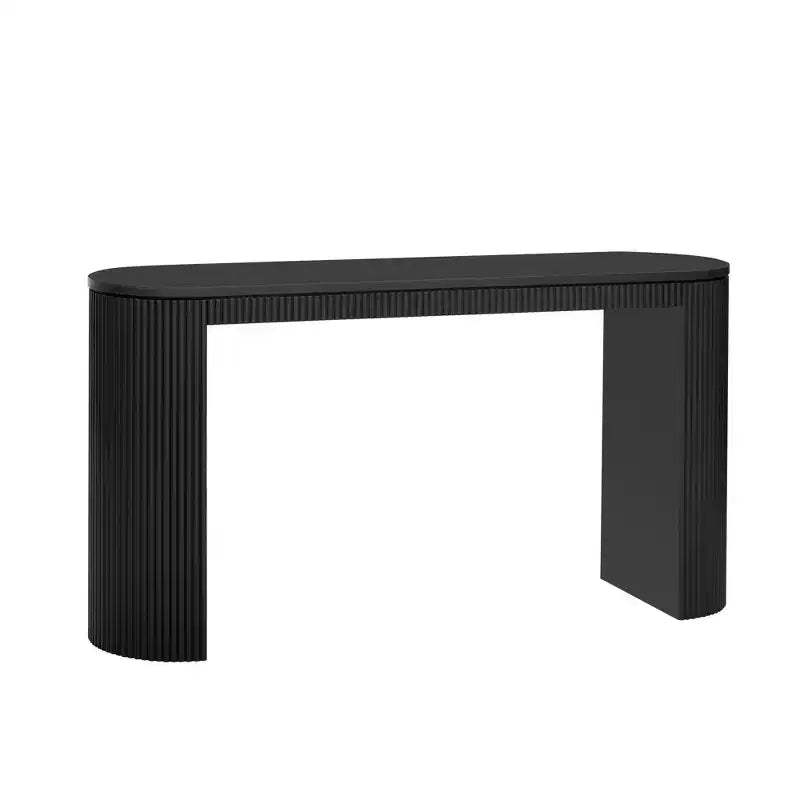 Modern Entryway Console Table with Curved Legs, Vertical Stripe Design, Narrow Table for Living Room
