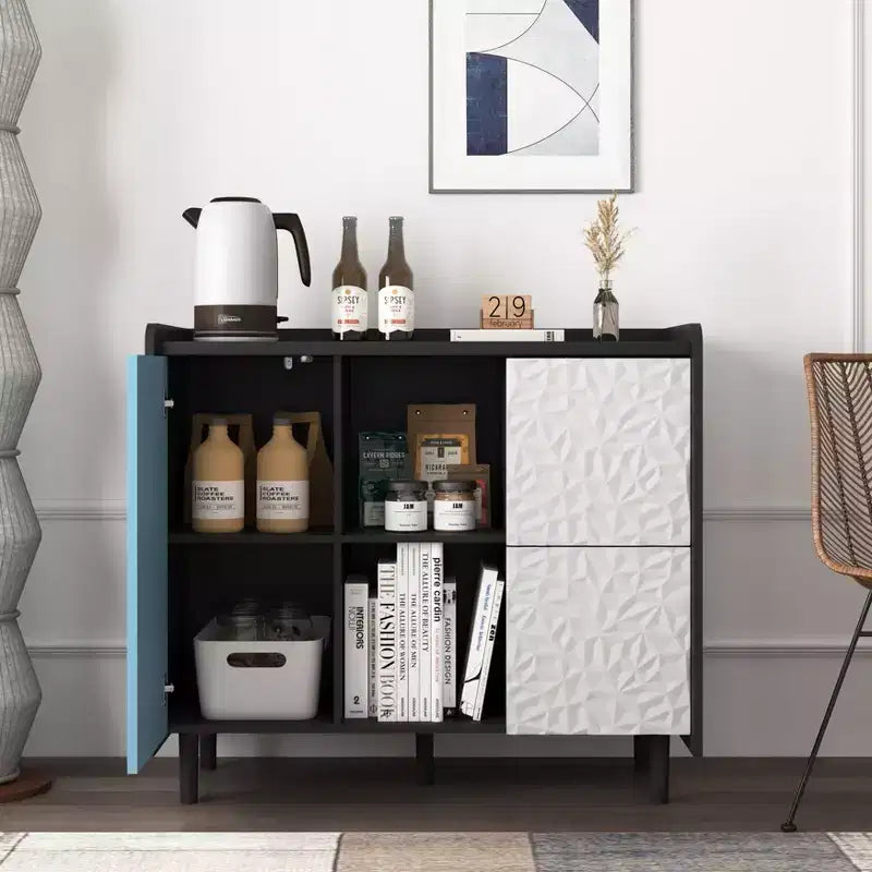 Okak Modern Sideboard Buffet Cabinet, Storage Cabinet with 1 Door and 2 Drawers, Bar Cabinet for Living Room, Entryway, Hallway, Office