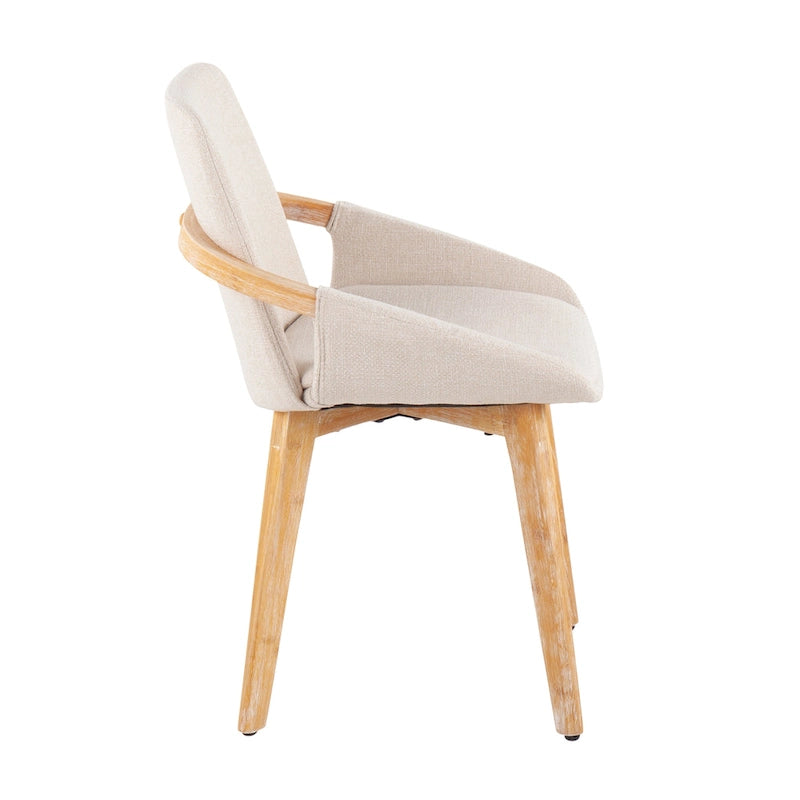 Mid-Century Upholstered Dining Chair with Natural Wood Arms and Legs