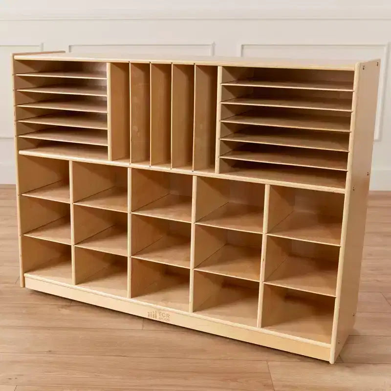 Multi-Section Mobile Tray Cabinet with Cubby Storage Compartments - Kids Furniture