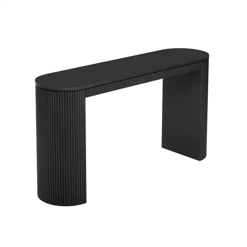 Modern Entryway Console Table with Curved Legs, Vertical Stripe Design, Narrow Table for Living Room
