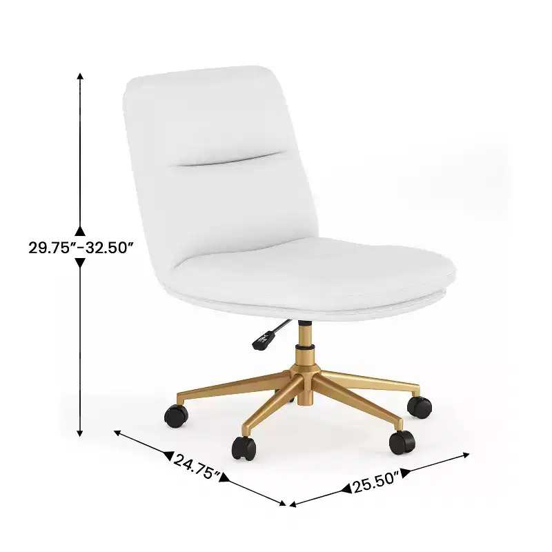 Emma and Oliver Mid-Back Armless Swivel Office Chair with Wheels, Padded Upholstered Back/Seat, Adjustable Height, and Sturdy Frame