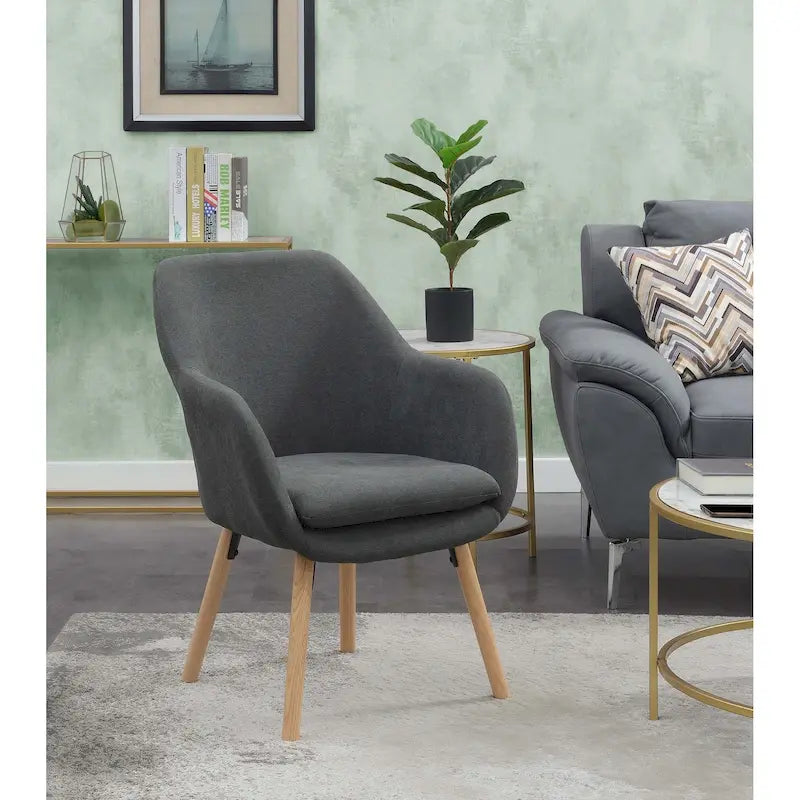 Wingback Upholstered Accent Armchair with Solid Wood Legs