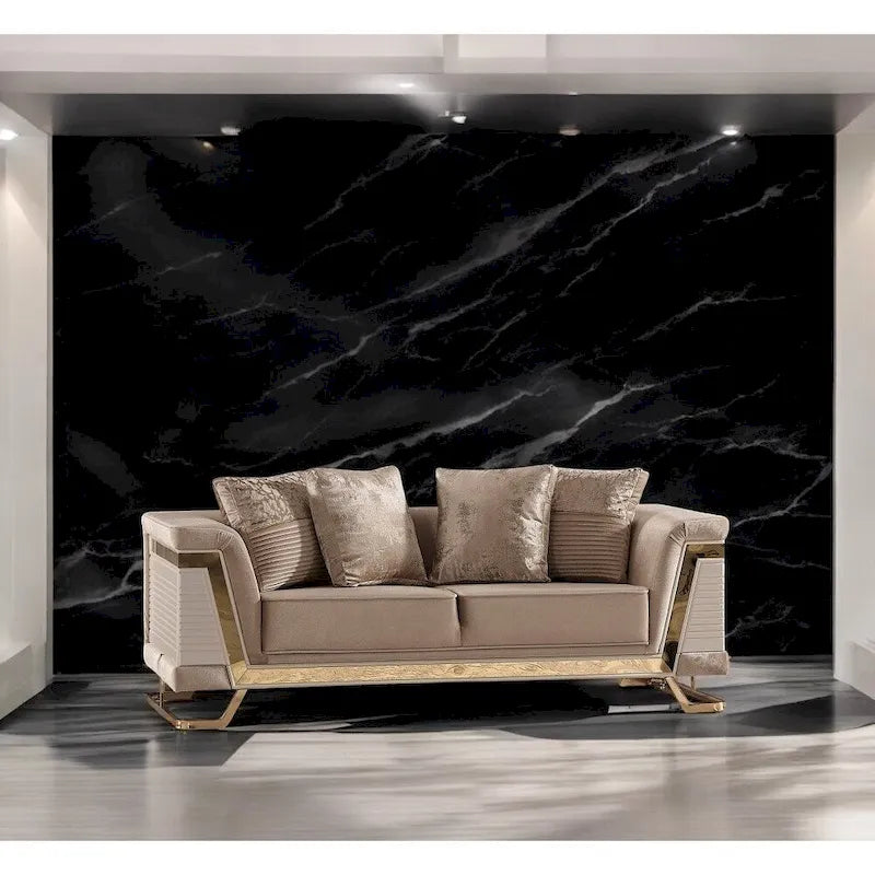 Modern Upholstered Velvet Loveseat Sofa - 2-Seater Couch with Tufted Back for Living Room