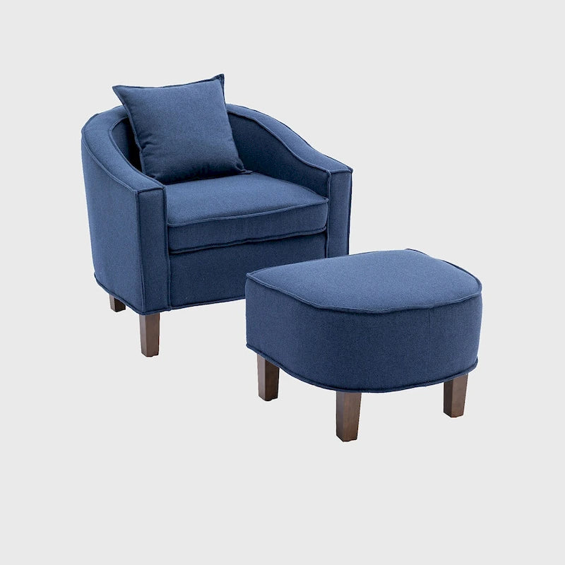 Mid-Century Modern Club Accent Chair with Tufted Back and Round Arms
