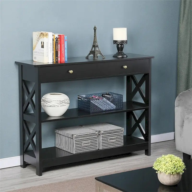 Console Table with 1 Drawer and 2 Open Shelves
