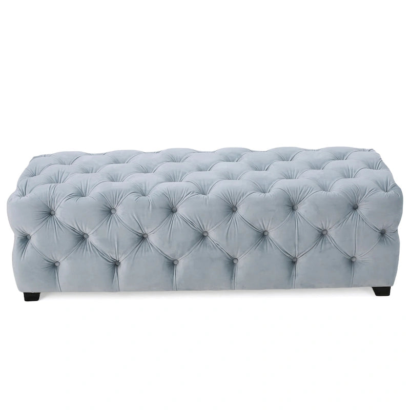 Tufted Velvet Ottoman Bench - Button Detail Upholstered Entryway Bench for Bedroom