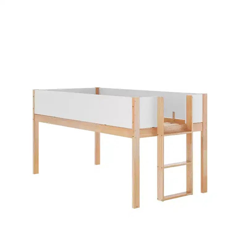 Emma and Oliver Kids Bunk Bed with Convertible, Solid Wood Frame and Easy-to-Climb Ladder with No Box Spring Required