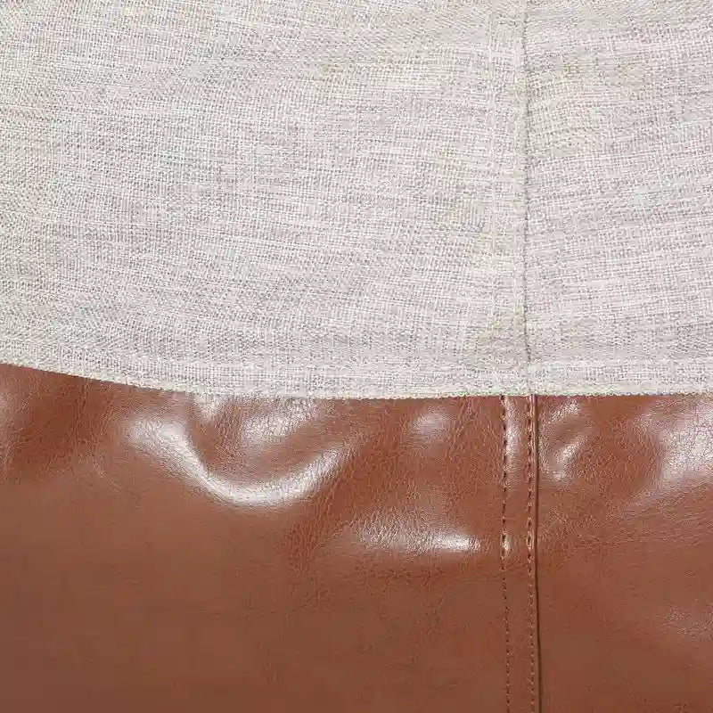 Modern 5 Foot Two Toned Fabric and Faux Leather Bean Bag