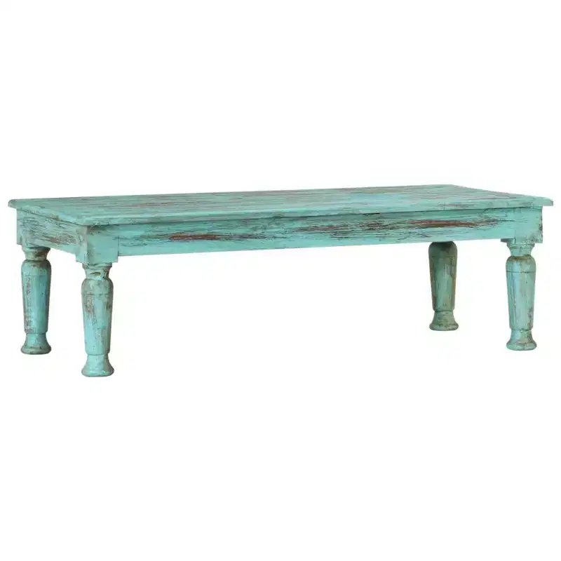 Solid Reclaimed Wood Coffee Table, Multicolor Distressed Finish, 43.3x19.7x13.4 in