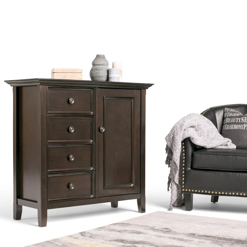Solid Wood 37-Inch Wide Transitional Medium Storage Cabinet - 37W x 17D x 36H