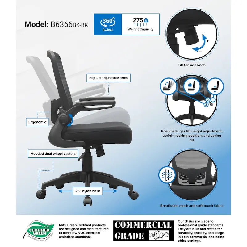 Flip Arm Mesh Task Chair