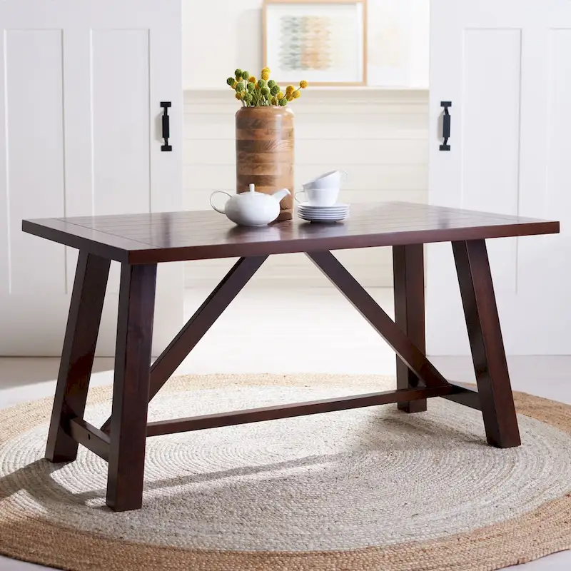 Brown Rustic Rectangle Dining Table with Splayed Legs for 4–6 Person