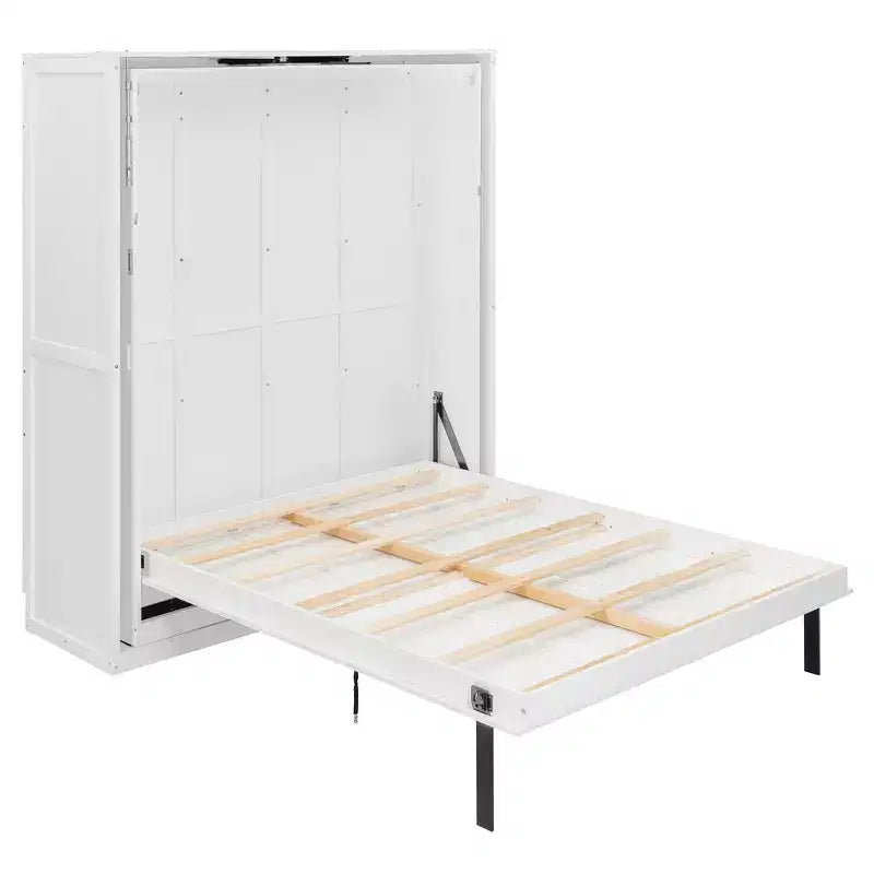 Queen Size Murphy Bed with Rotatable Storage Shelves