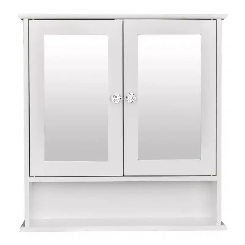 Wall-Mounted Bathroom Cabinet with Double Mirror Doors, 3-Tier