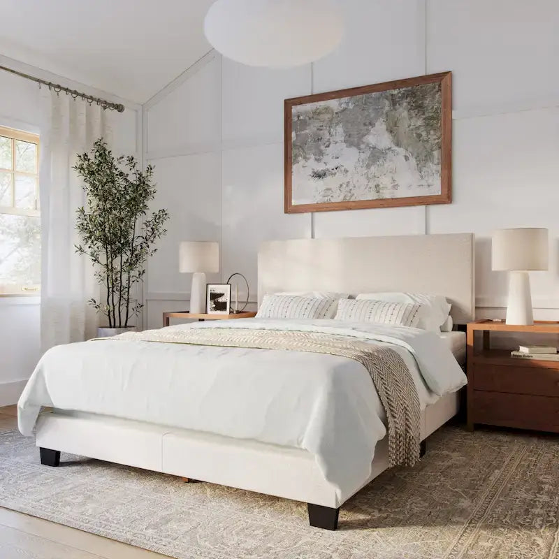 Upholstered Modern Queen Bed, Box Spring Required