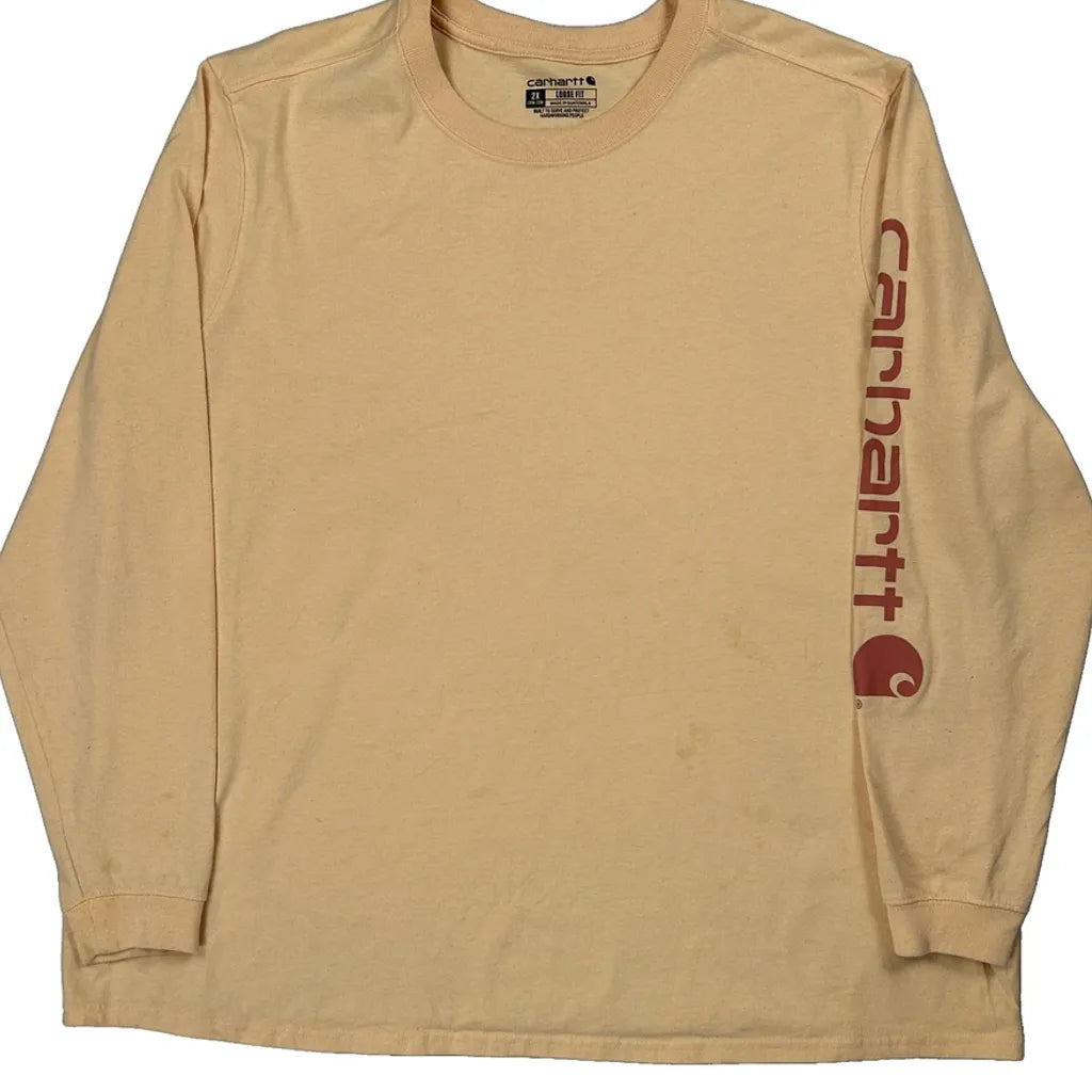 Women's Long Sleeve Crew Neck T-Shirt 2XL Beige Cotton Regular Fit