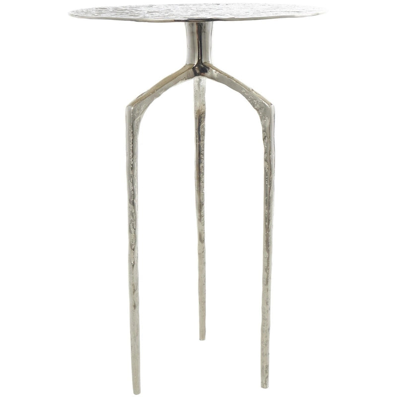 Aluminum Metal Geometric Slim Textured Side End Accent Table