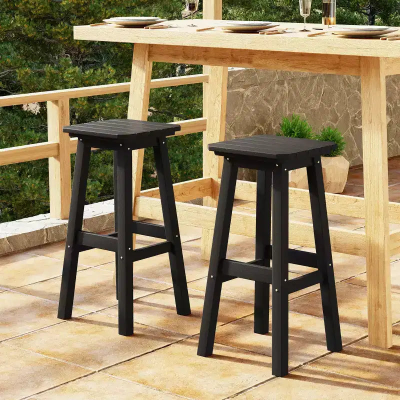 WestinTrends Malibu 29 All Weather Hdpe Outdoor Patio Square Backless Bar Stool (Set of 2)