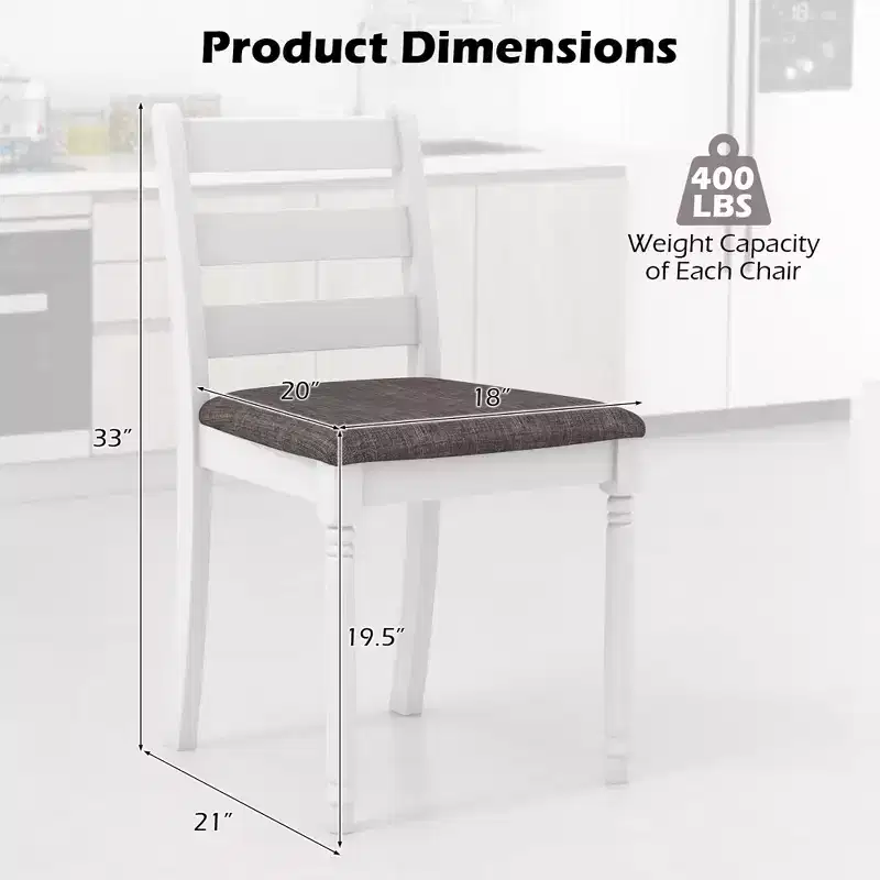 Costway Wooden Dining Chair Set of 2 w/ Acacia Wood Legs Padded Cushion Ladder Back