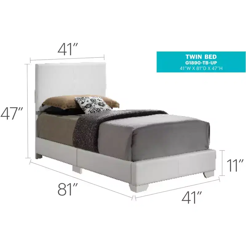 Passion Furniture Aaron Upholstered Twin Panel Bed