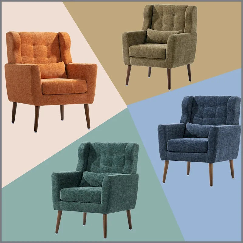 Mid-Century Modern Accent Chair with Waist Cushion