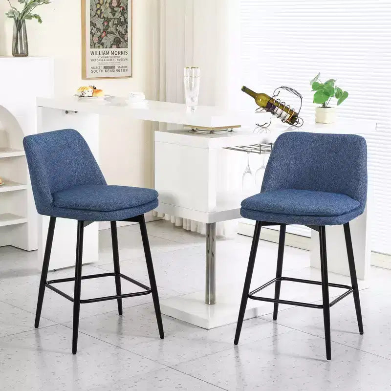 Counter Height Swivel Bar Stool, Linen & Matte Black