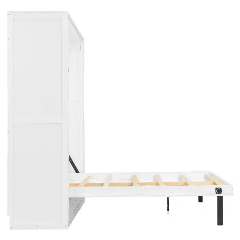Queen Size Murphy Bed with Rotatable Storage Shelves