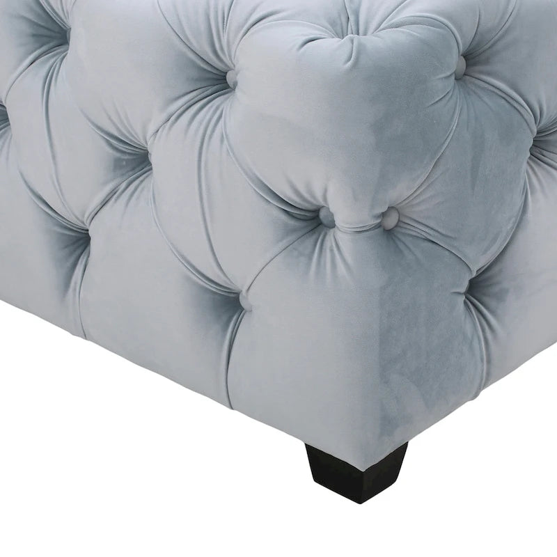 Tufted Velvet Ottoman Bench - Button Detail Upholstered Entryway Bench for Bedroom