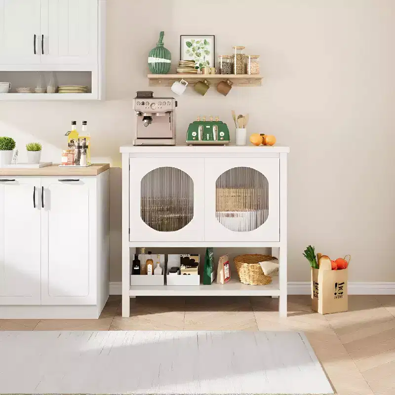 Farmhouse Console Table with 2-Door Storage, Entryway Table with Shelf for Living Room