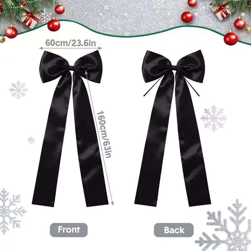 5.25FT Big Christmas Bow for Christmas Tree 23.6x63 Inch Large Bow Ornament Home Wall Outdoor Indoor Party Crafts Xmas Decoration