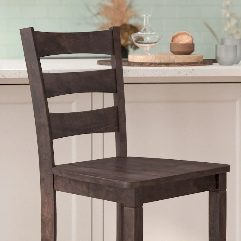 Commercial Grade Wooden Bar Height Stool, Set of 2