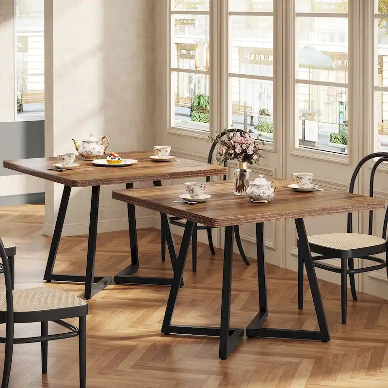Square Dining Table for 4, 31.5 Inch Industrial Dinner Table for Small Space