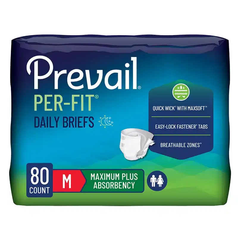 Prevail Per-Fit Maximum Plus Adult Incontinence Brief M Heavy Absorbency Breathable, PF-012/2, 62, 20 Ct