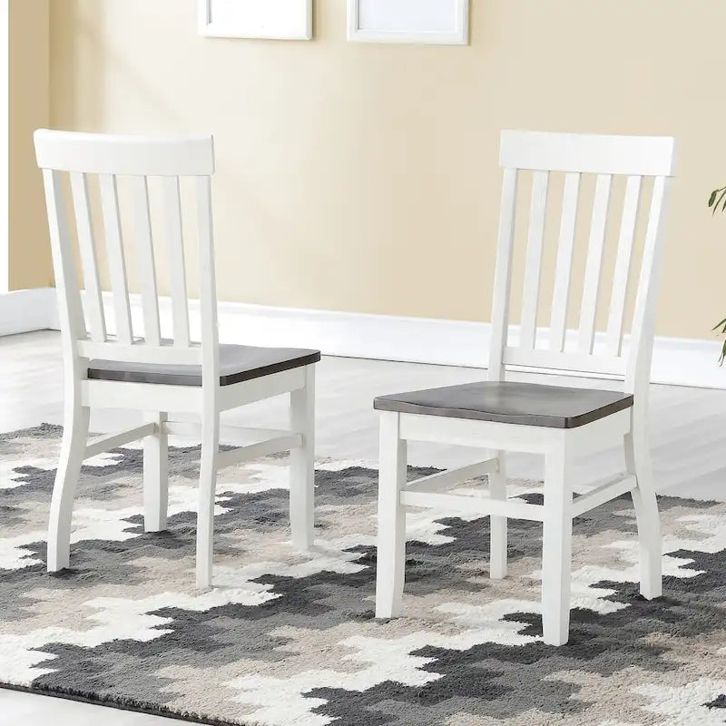 Farmhouse Wood Side Chair with Slat Back