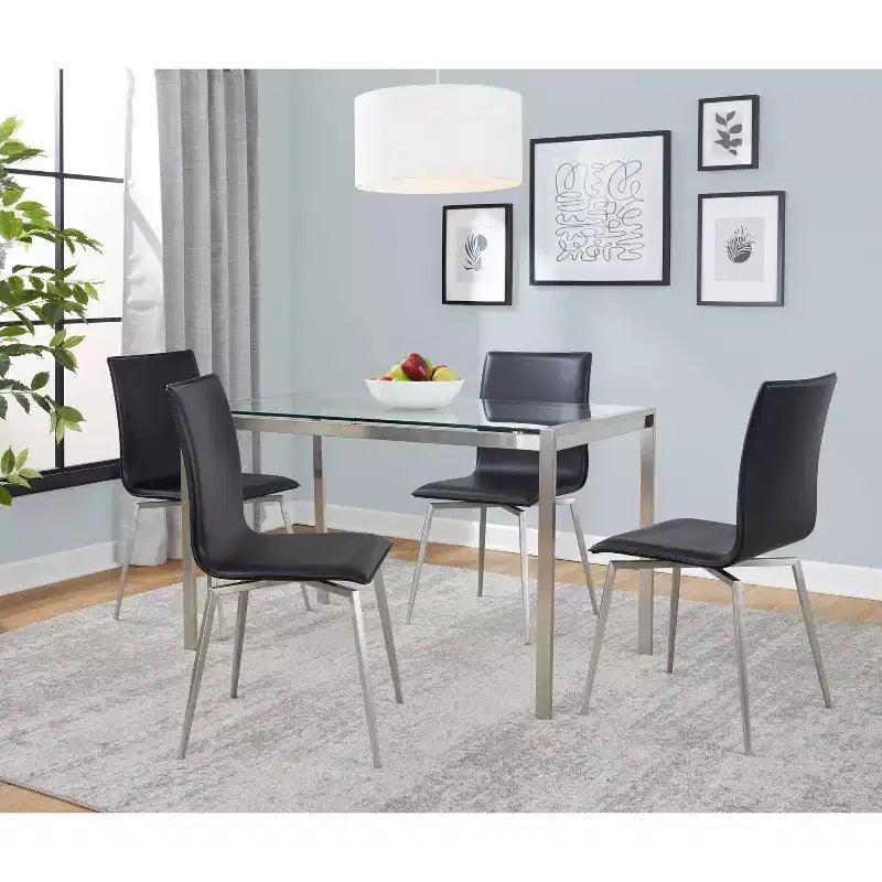 LumiSource 5pc Fuji Mason Swivel Dining Set Stainless Steel