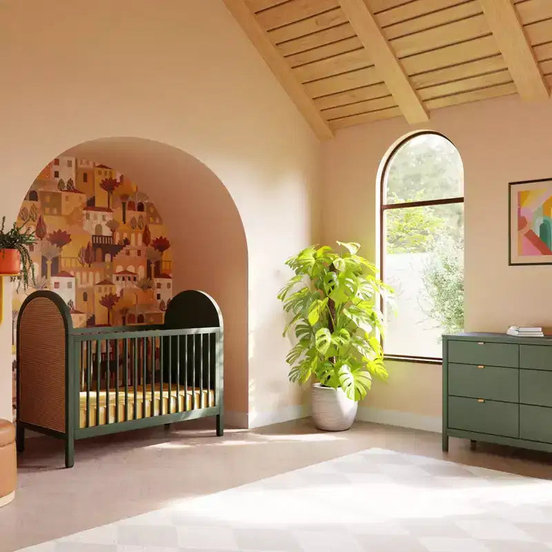 Boho Cane 3-in-1 Convertible Crib with Toddler Bed Conversion Kit